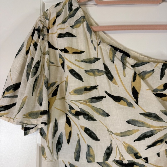 Truly Tropic Cream Leaf Print One-Shoulder Midi Dress, Lulus XS - Picture 5 of 16